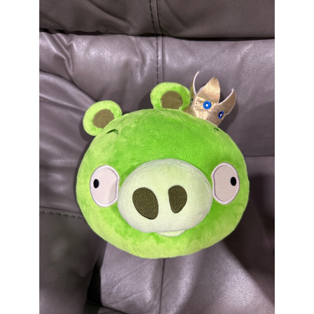 Angry Birds King Pig Green Plush Stuffed Animal Gold Crown Rovio